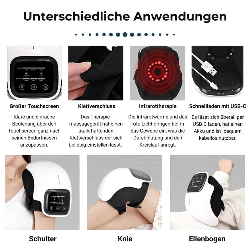3-in-1 Knie-Therapiegerät – Kabellose Infrarot-, Laser- & Vibrationstherapie