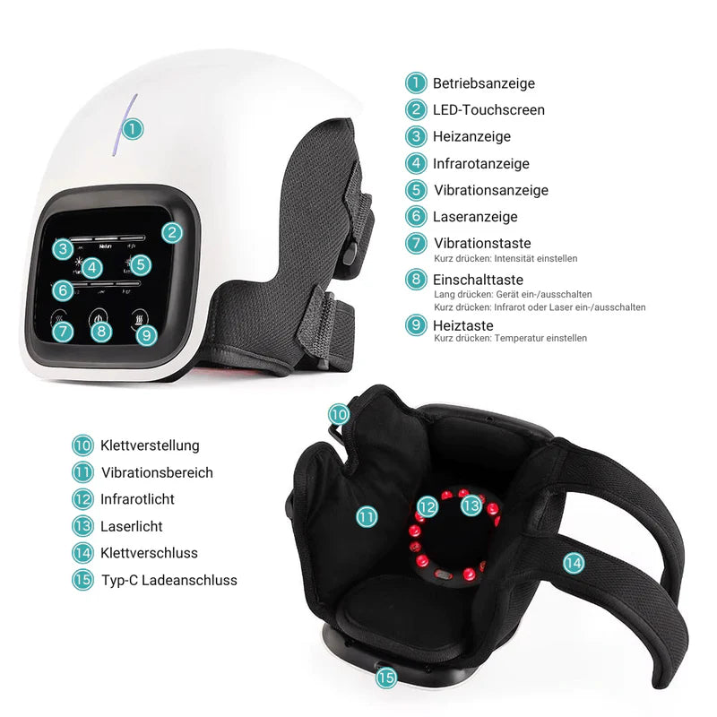 3-in-1 Knie-Therapiegerät – Kabellose Infrarot-, Laser- & Vibrationstherapie